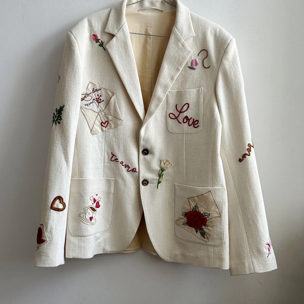 PERTE D’EGO Chic Hand Embroidered Women's Blazer